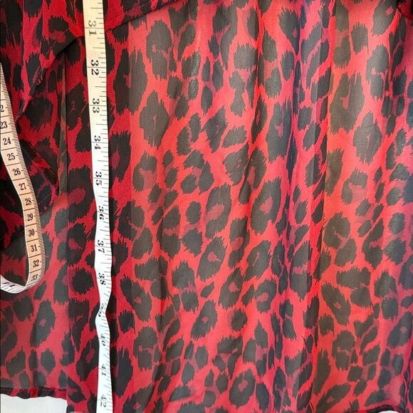 Torrid Plus Size Red Leopard Print Lexie Chiffon Hi-Low Tunic Top - Picture 8 of 8
